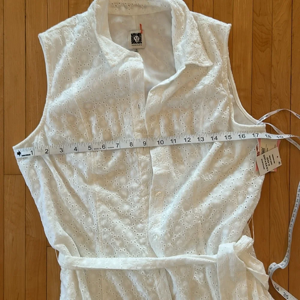 Anne Klein White button down Eyelet dress 10 NWT - Picture 5 of 6